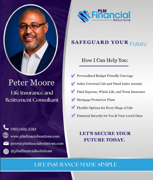 PLM Financial Solutions, Peter Moore Safeguard Your Future flyer